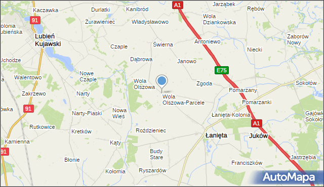 mapa Wola Olszowa-Parcele, Wola Olszowa-Parcele na mapie Targeo